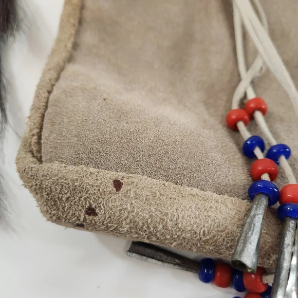 Handmade Leather Beaded  Purse Handbag - Picture 8 of 13